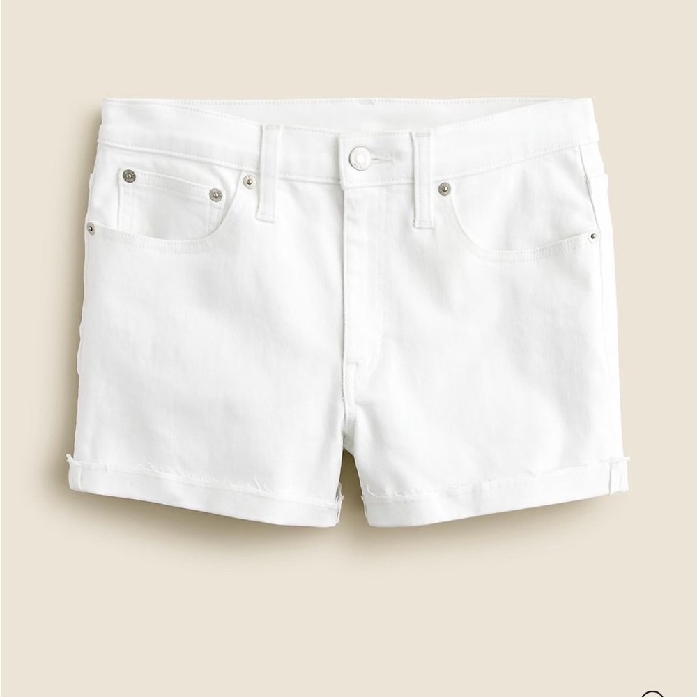 J. Crew Mid-Rise White Jean Shorts